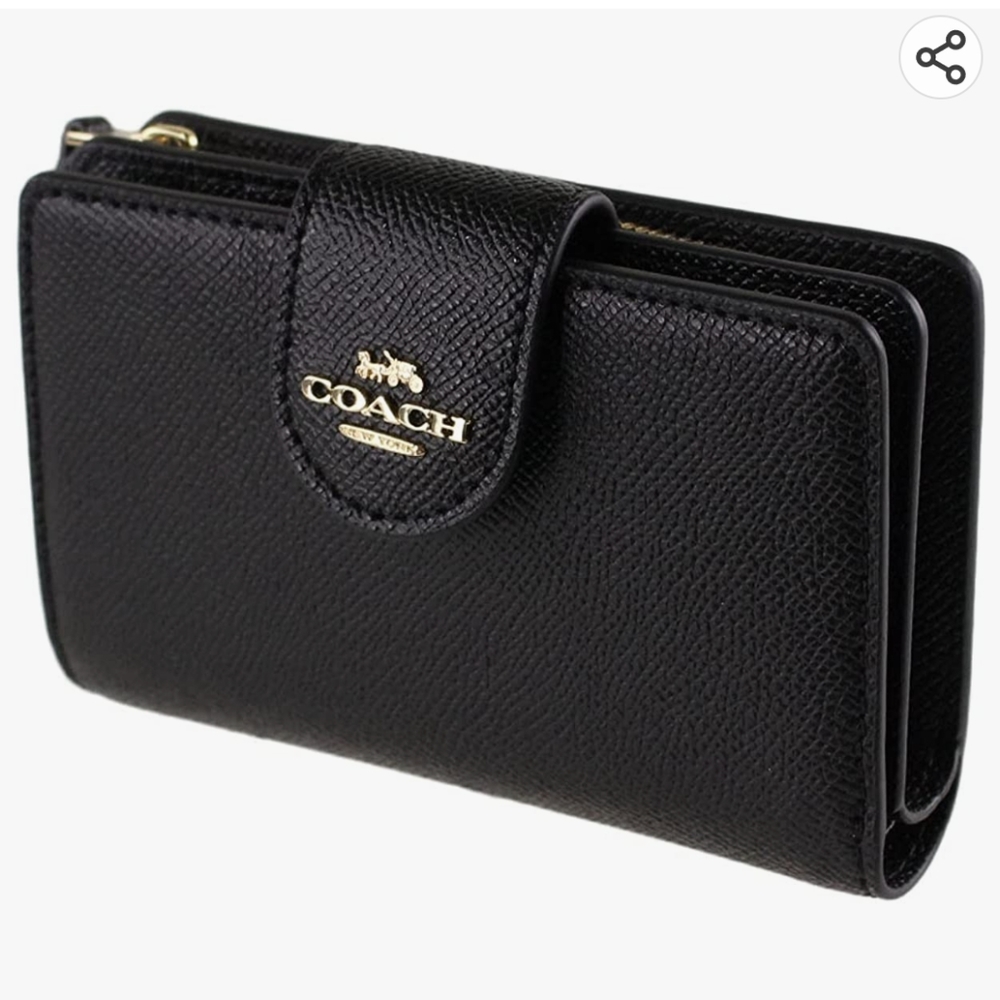 Coach black corner zip wallet